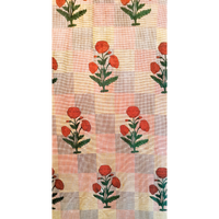 Chequered Poppy Cambric Fabric (Screen Printed) (3 metres)