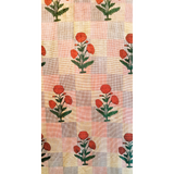 Chequered Poppy Cambric Fabric (Screen Printed) (3 metres)