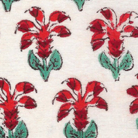 Small Floral Boota 3 : Hand-block Printed Fabric (Sanganeri)