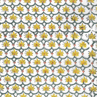 Floral Lattice 4 : Hand-block Printed Fabric (Sanganeri)