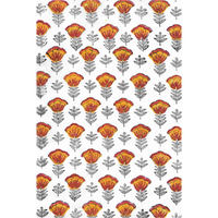 Stylised Poppy: Hand-block Printed Fabric (Sanganeri)