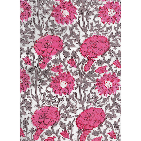 Carnation : Hand-block Printed Fabric (Sanganeri)