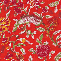 Floral Chintz Lattice: Hand-block Printed Fabric (Sanganeri)