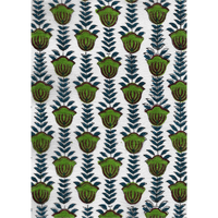 Stylised Tulip: Hand-block Printed Fabric (Sanganeri)